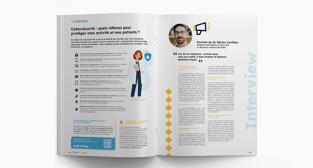 Magazine Trait d'Union pour l'Union R&eacute;gionale des M&eacute;decins Lib&eacute;raux en r&eacute;gion Centre-Val de Loire.
